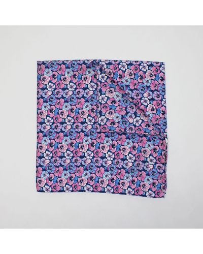 Harvie & Hudson Pink And Blue Petals Printed Silk Hank - Purple