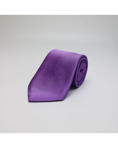 Harvie & Hudson Lilac Semi Plain Woven Silk Tie - Purple