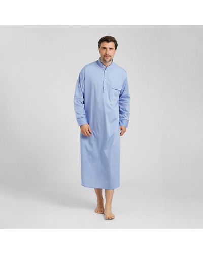 Harvie & Hudson Blue Plain Cotton Nightshirt