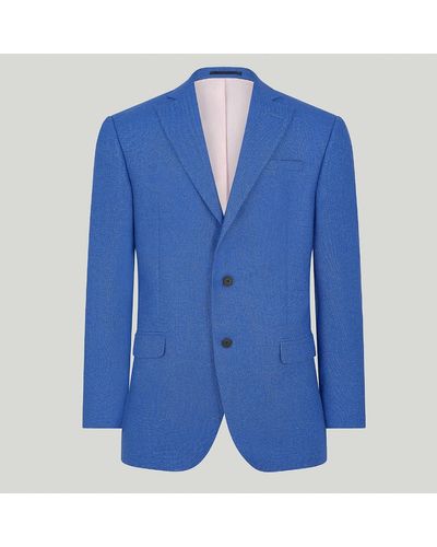 Harvie & Hudson Blue Marl Wool And Linen Jacket