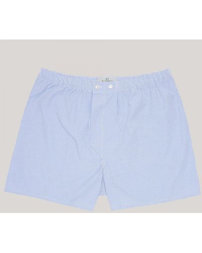Harvie & Hudson Blue Gingham Essential Boxer Shorts