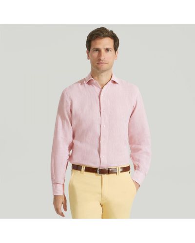 Harvie & Hudson Pale Pink Pure Linen Shirt - White