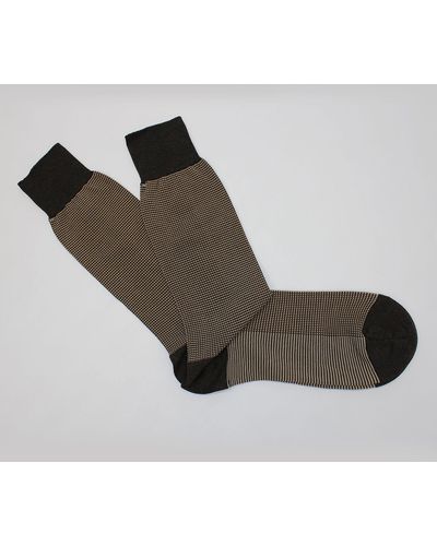 Harvie & Hudson Brown Birdseye Cotton Sock