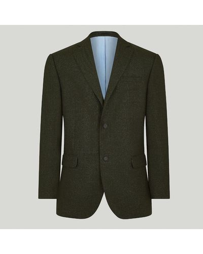 Harvie & Hudson Dark Green Marl Wool And Linen Jacket