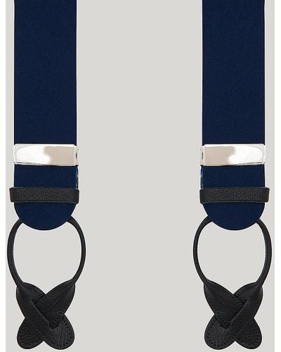 Harvie & Hudson Navy Boxcloth Braces - Blue