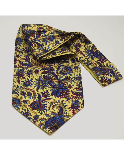Harvie & Hudson Yellow Paisley Silk Cravat