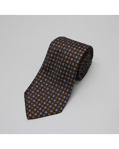 Harvie & Hudson Brown Neat Printed Silk Tie - Black