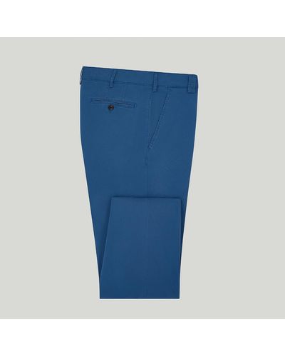 Harvie & Hudson Blue Meyer Cotton Classic Trouser