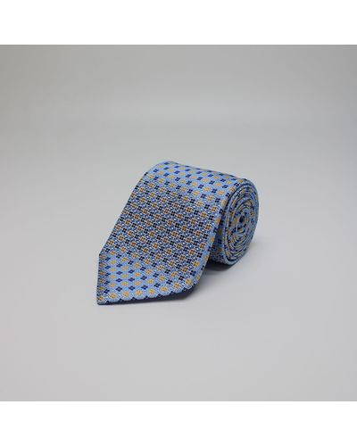 Harvie & Hudson Sky Blue Diamonds Woven Silk Tie