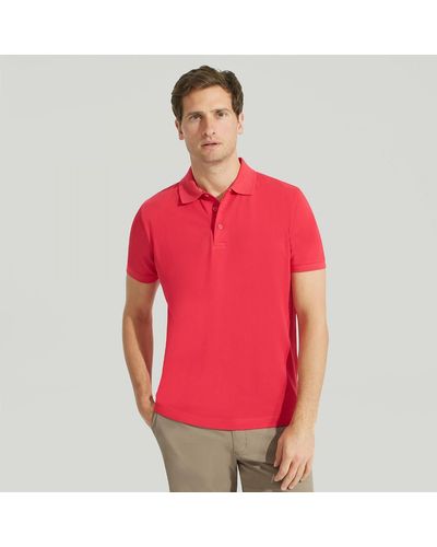 Harvie & Hudson Raspberry Cotton Polo Shirt - Pink