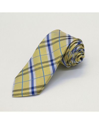 Harvie & Hudson Yellow Check Woven Silk Tie