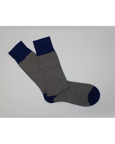 Harvie & Hudson Ocean Blue Jacquard Cotton Sock