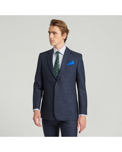 Harvie & Hudson Navy Birdseye Wool Suit - Blue