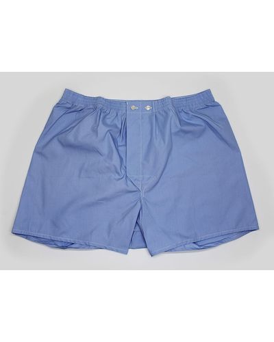 Harvie & Hudson Mid Blue Cotton Essential Boxer Shorts
