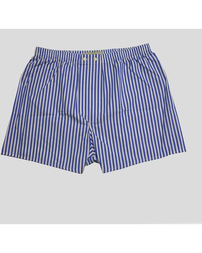 Harvie & Hudson Blue Bengal Stripe Essential Boxer Shorts
