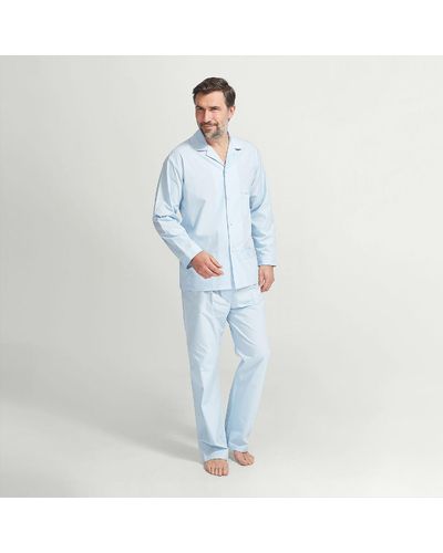 Harvie & Hudson Plain Sky Blue Cotton Pyjama