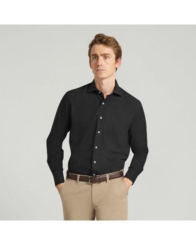 Harvie & Hudson Black Pure Cotton Casual Shirt