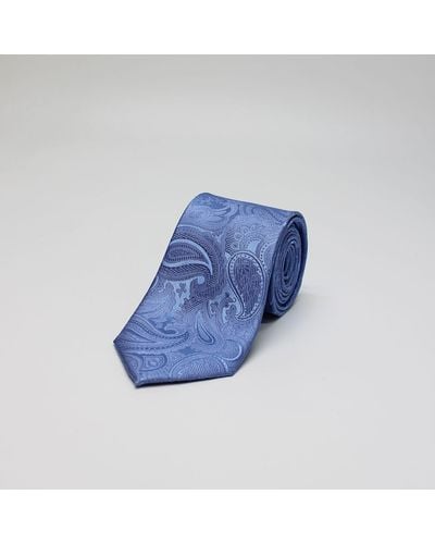Harvie & Hudson Sky Blue Paisley Printed Silk Tie