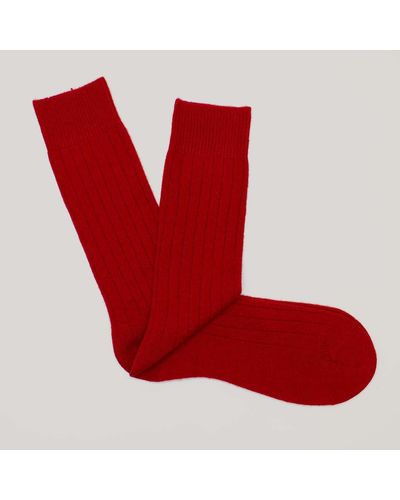 Harvie & Hudson Red Cashmere Socks