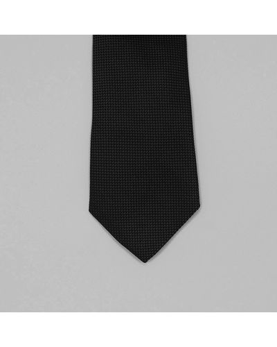 Harvie & Hudson Black Plain Woven Silk Tie