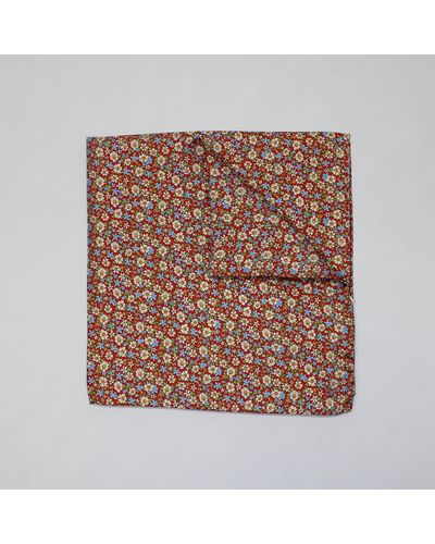 Harvie & Hudson Red Small Floral Printed Silk Hank - Brown