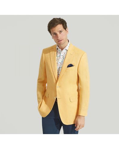 Harvie & Hudson Yellow Herringbone Linen Jacket