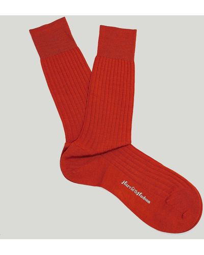 Harvie & Hudson Orange Plain Wool Sock