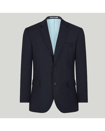 Harvie & Hudson Navy Textured Pure Wool Jacket - Blue