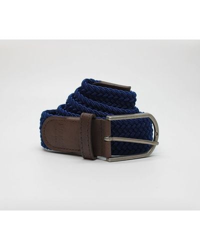 Harvie & Hudson Navy Stretch Woven Belt - Blue