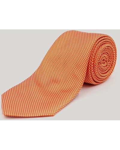 Harvie & Hudson Orange Micro Design Woven Silk Tie