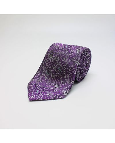 Harvie & Hudson Purple Paisley Woven Silk Tie