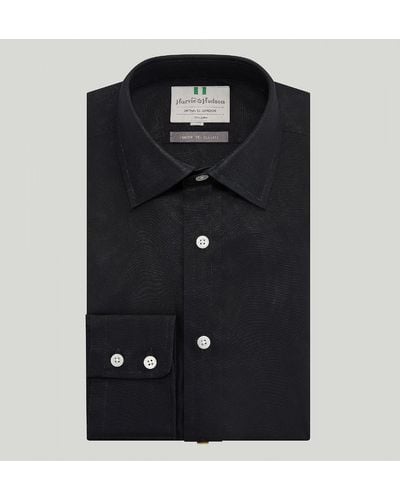Harvie & Hudson Black Button Cuff Classic Fit Shirt