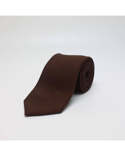 Harvie & Hudson Brown Plain Wool Tie