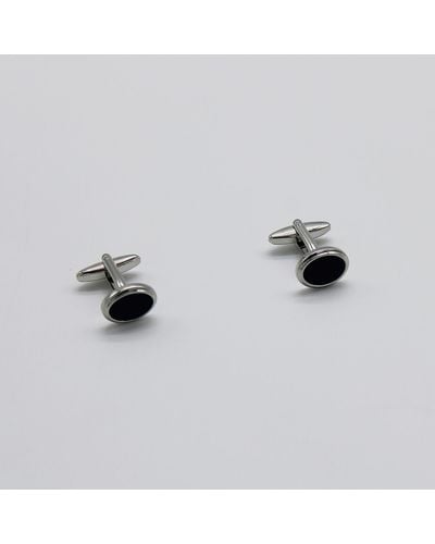 Harvie & Hudson Black And Silver Oval Link