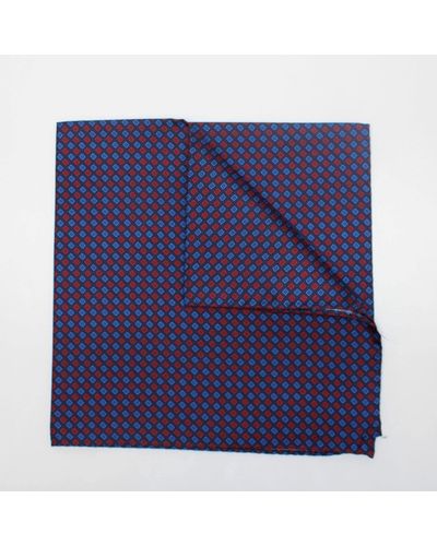 Harvie & Hudson Red And Blue Squares Printed Silk Hank