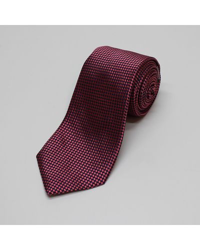 Harvie & Hudson Pink Chequerboard Woven Silk Tie - Purple