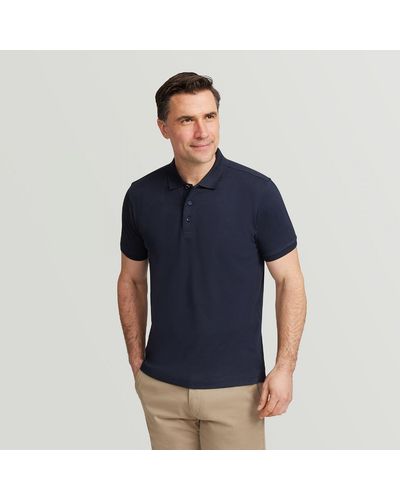 Harvie & Hudson Navy Cotton Polo Shirt - Blue