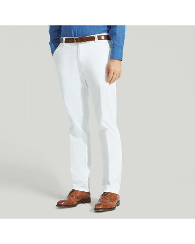 Harvie & Hudson White Meyer Cotton Classic Trouser