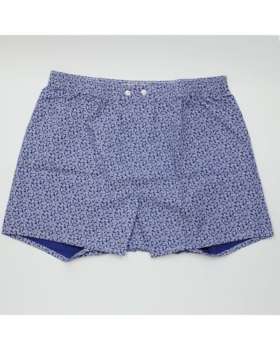 Harvie & Hudson Navy Paisley Boxer Shorts - Blue