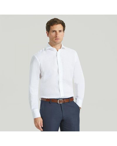 Harvie & Hudson White Pure Linen Shirt