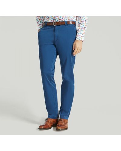 Harvie & Hudson Blue Meyer Cotton Classic Trouser