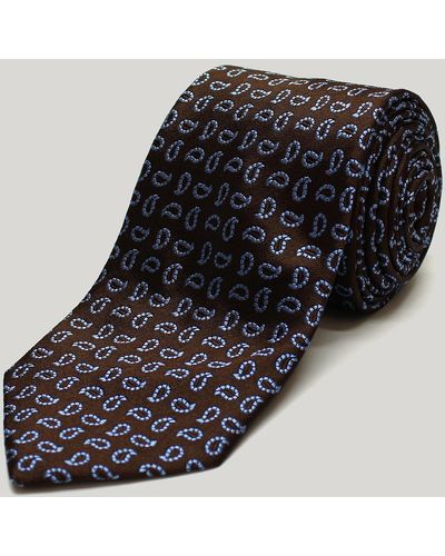Harvie & Hudson Brown Paisley Woven Silk Tie