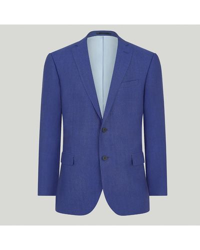 Harvie & Hudson Royal Blue Herringbone Linen Jacket