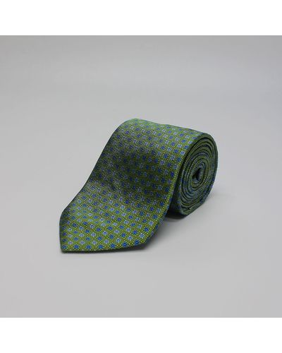 Harvie & Hudson Olive Green Boxes Woven Silk Tie