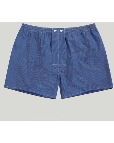 Harvie & Hudson Navy With Sky Blue Spots Cotton Boxers