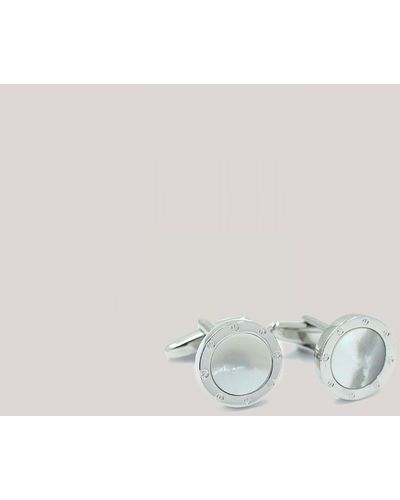 Harvie & Hudson White Mother Of Pearl Circle Cufflink