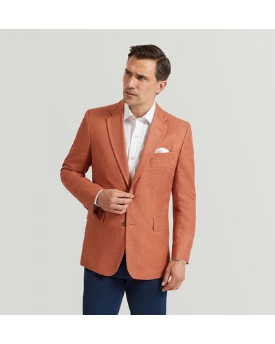 Harvie & Hudson Orange Silk And Wool Jacket - Red