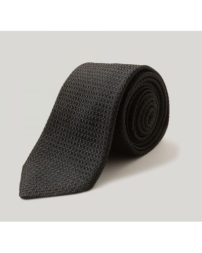 Harvie & Hudson Black Silk Grenadine Tie