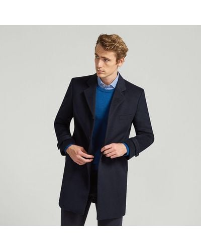 Harvie & Hudson Navy Wool Short Coat - Blue