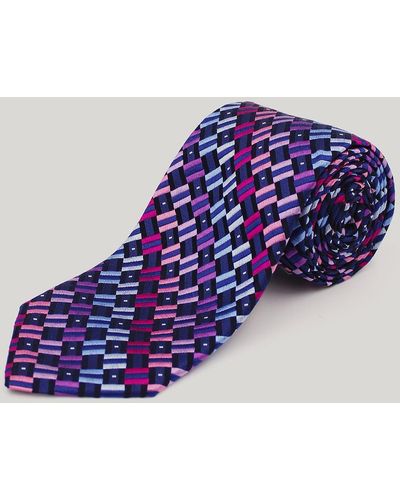 Harvie & Hudson Navy Abstract Woven Silk Tie - Purple
